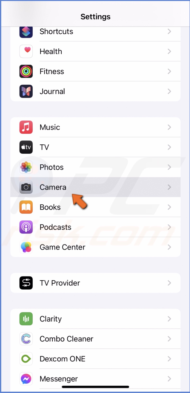 Go to Camera settings
