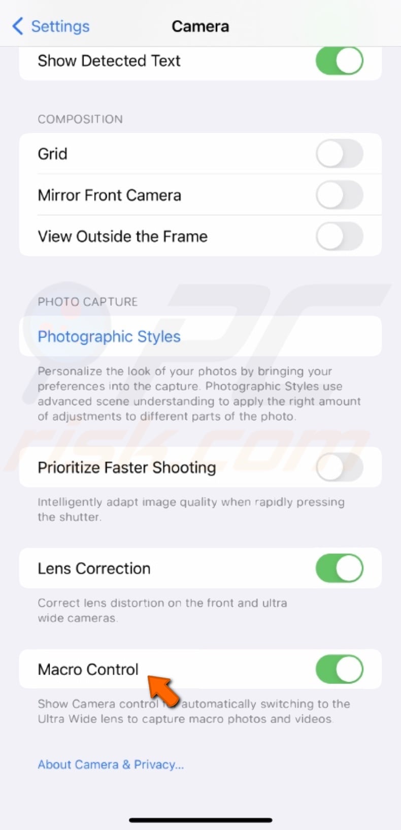 Enable or disable Macro Control