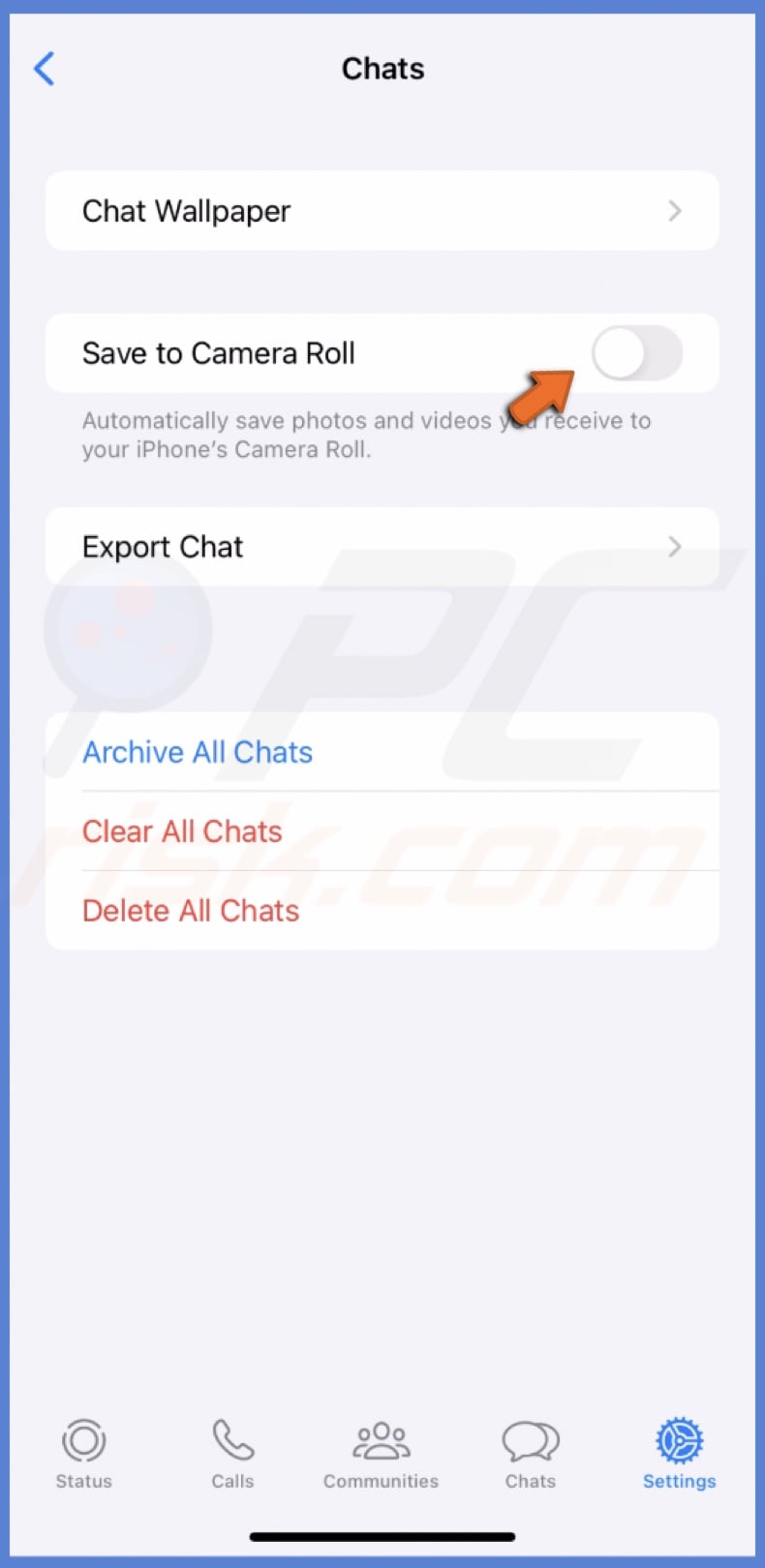 Disable Save to Camera Roll