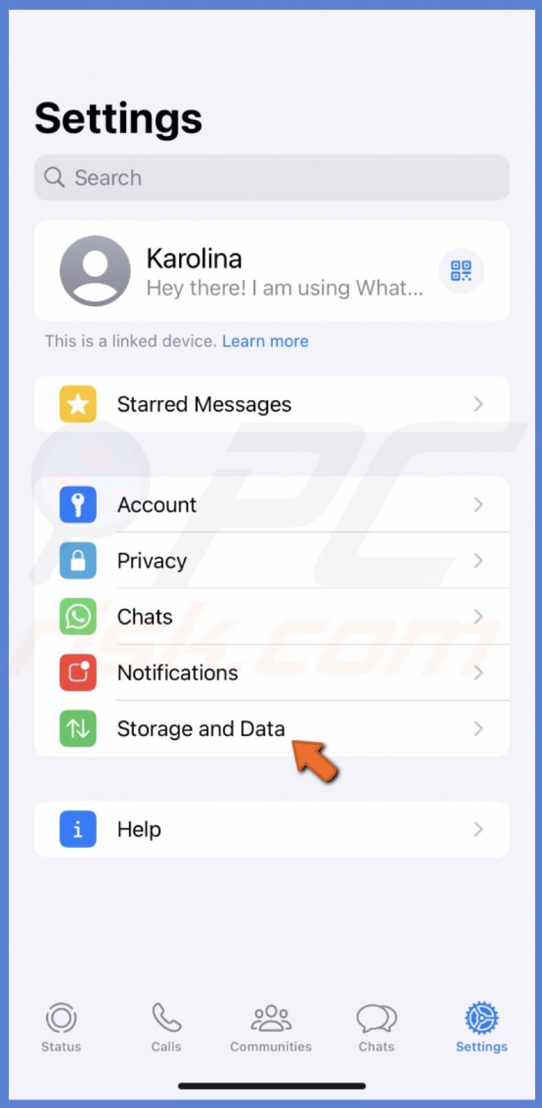 Go to Storage and data
