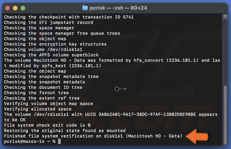Volume verification finished