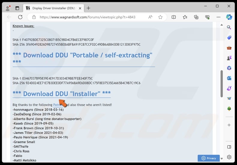 click Download DDU “Installer”