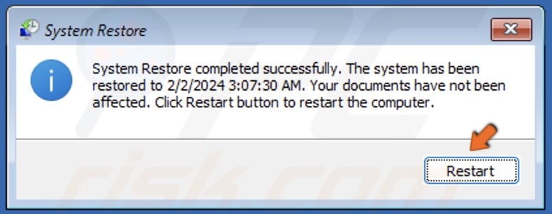 Click Restart 
