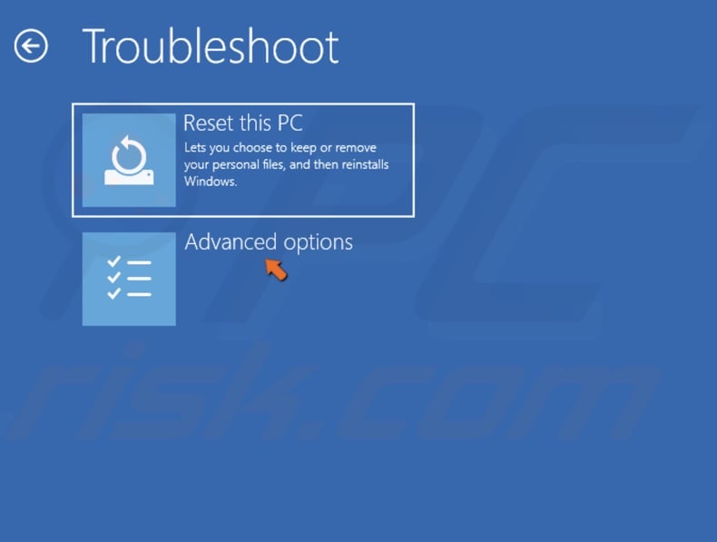 Select Advanced options