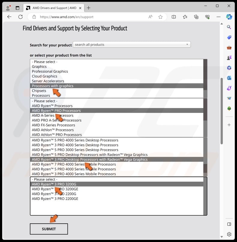 Select your GPU series and model