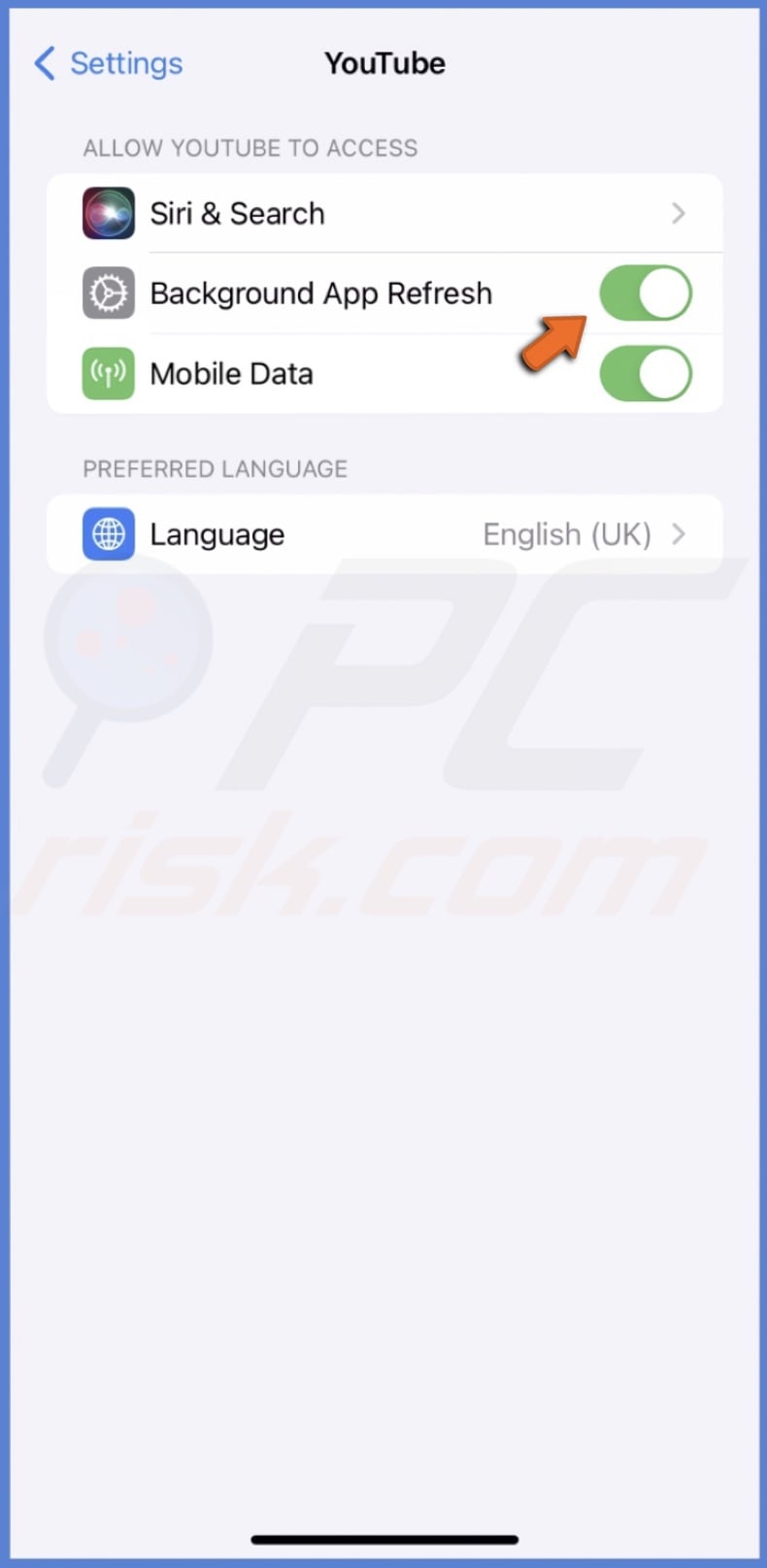 Enable Background App Refresh