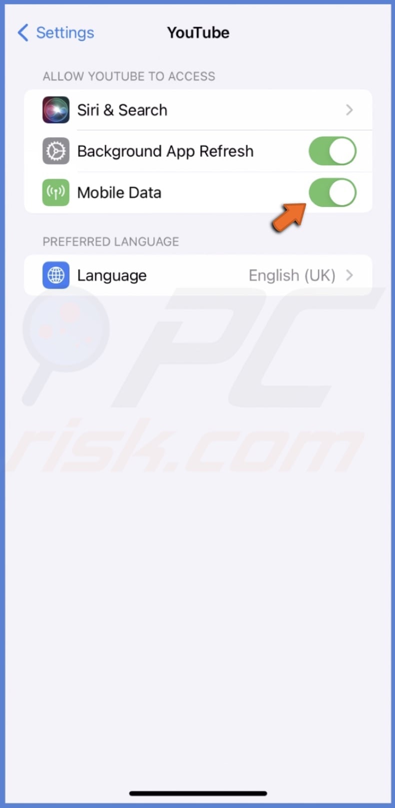 Enable Mobile Data usage