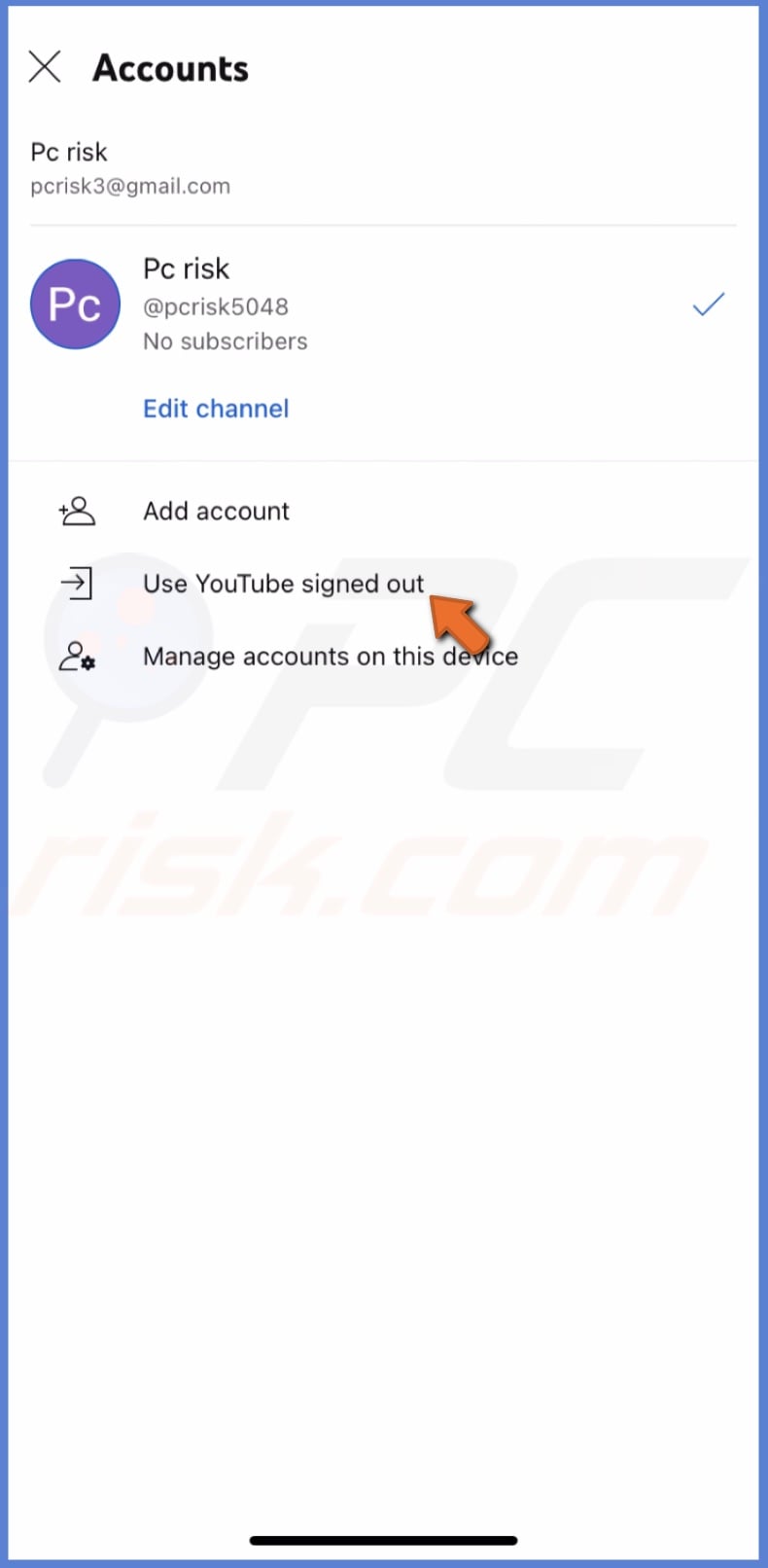 Use YouTube signed out