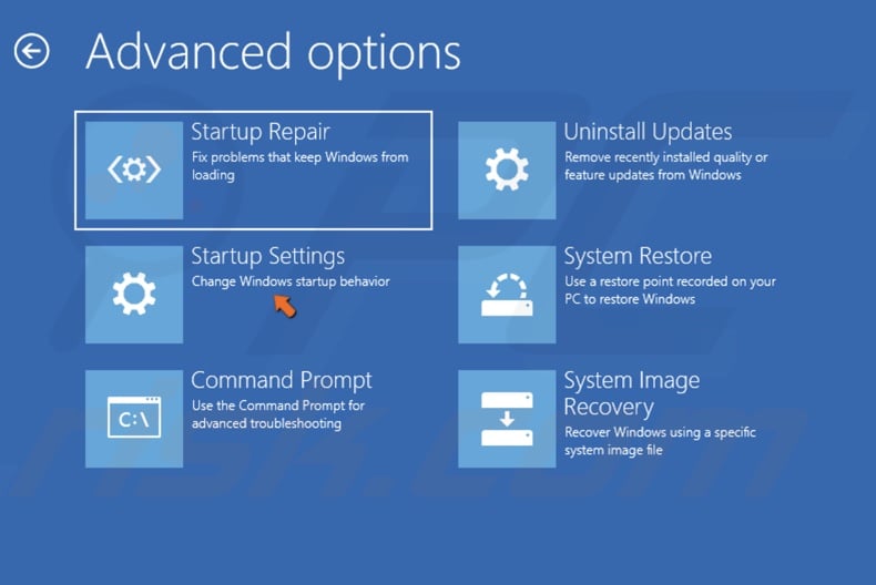 Select Startup Settings