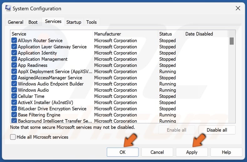 Click Apply and click OK
