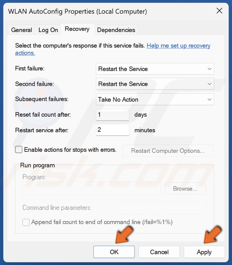 Click Apply and click OK