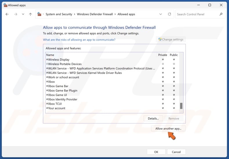 Click Allow another app