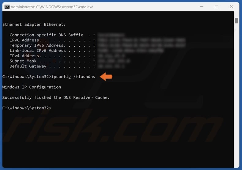 Execute ipconfig /flushdns command