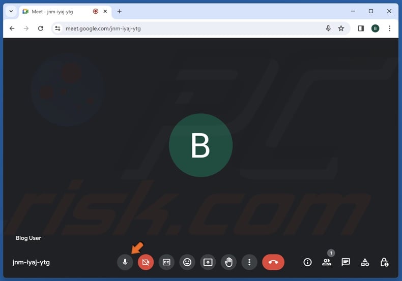 Click on the microphone icon to unmute it in Google Meet
