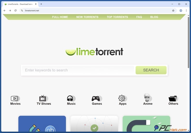LimeTorrents homepage