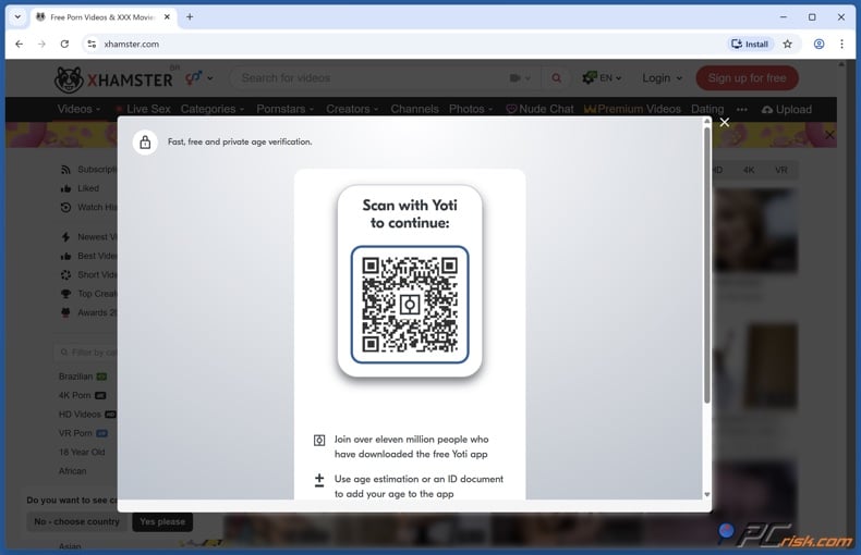 Yoti for xHamster in Brazil