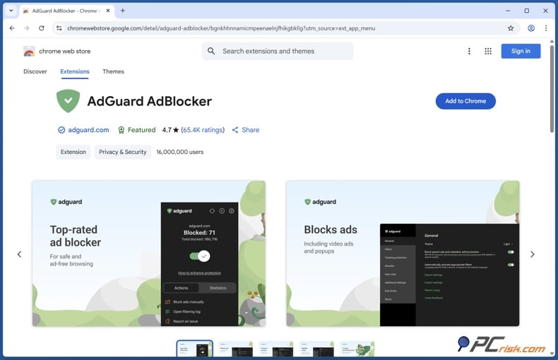AdGuard extension for Chrome