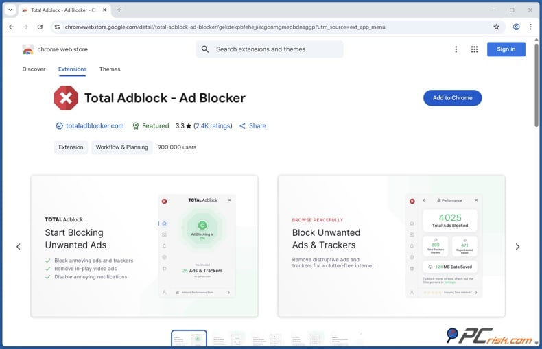 Total AdBlock extension in Chrome