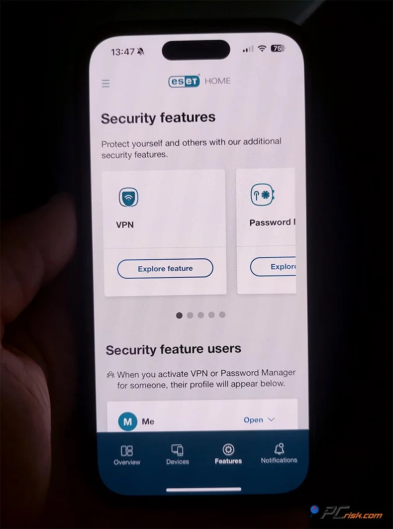ESET home for iPhone
