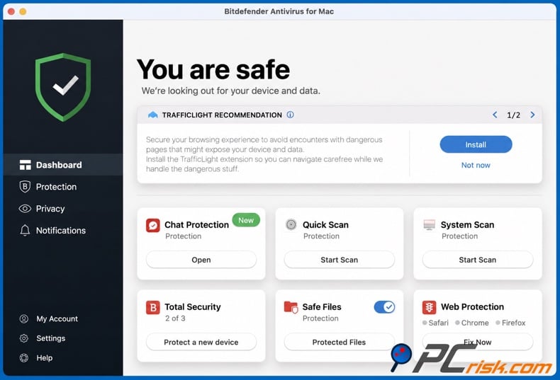Bitdefener dashboard