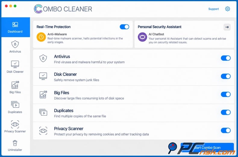 Combo Cleaner dashboard