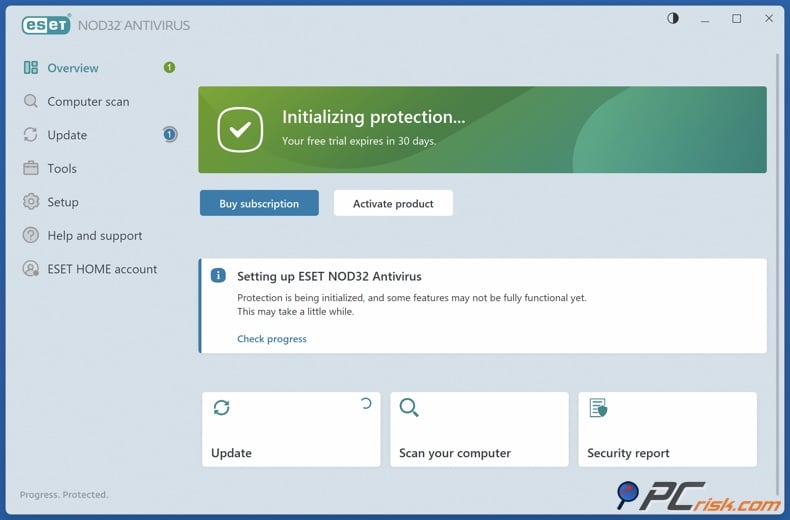 ESET dashboard