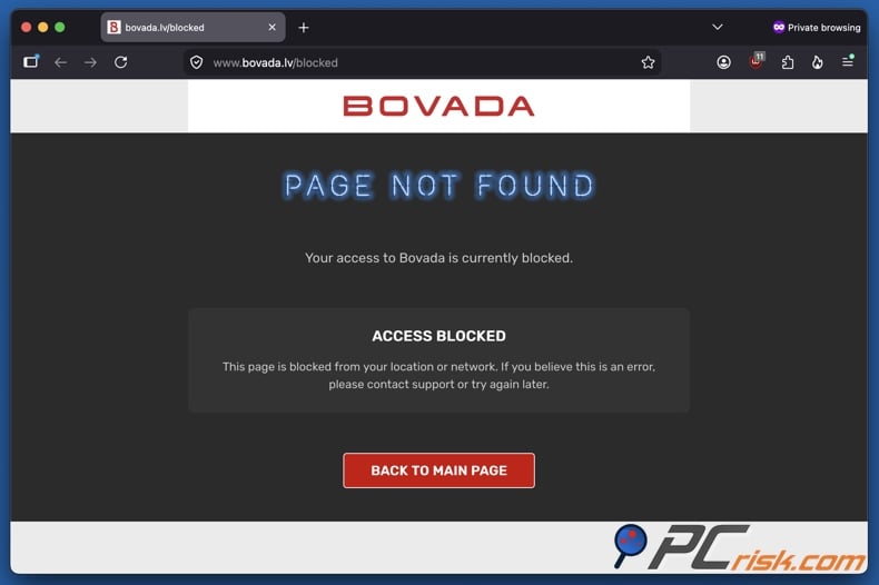 Bovada blocked
