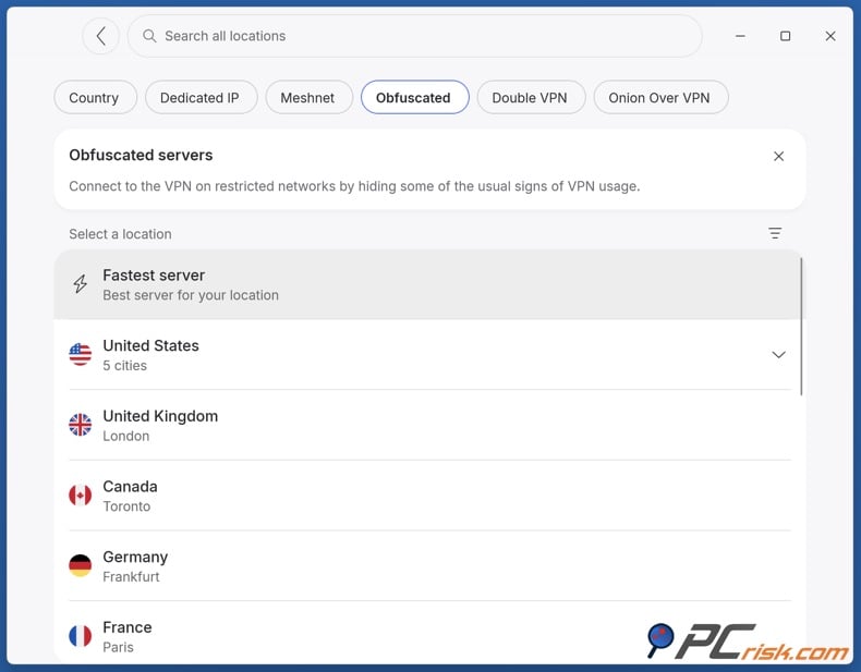 NordVPN obfuscated servers