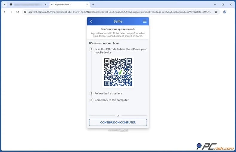 Age verification by selfie estimation