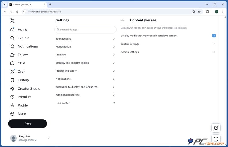 Displau media that may contain sensitive content