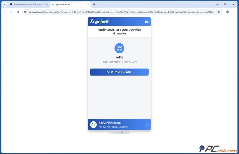 Ageverif selfie upload window