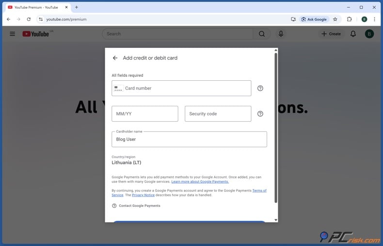 Add credit or debit card