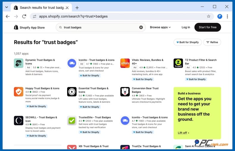 Shopify app store trust badges