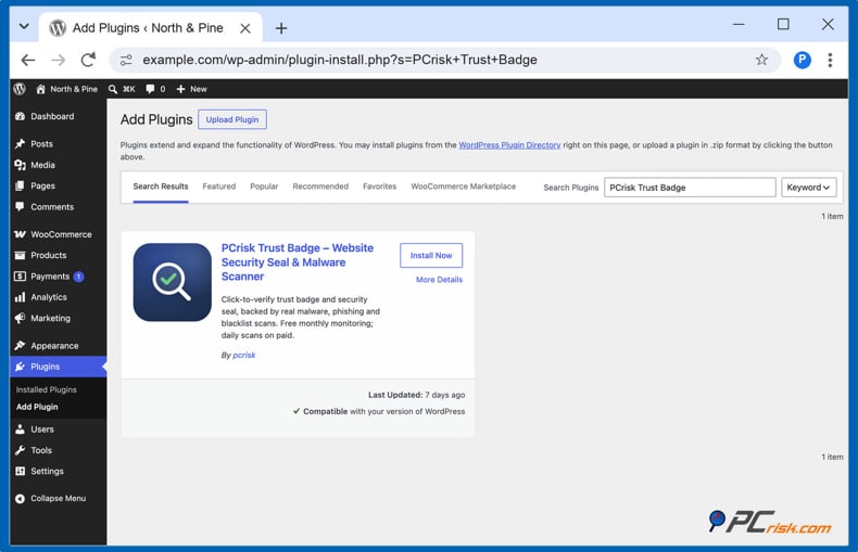 Install PCriks trust badge