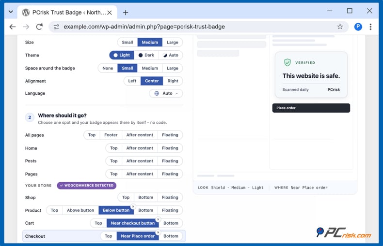 WooCommerce trust badge settings