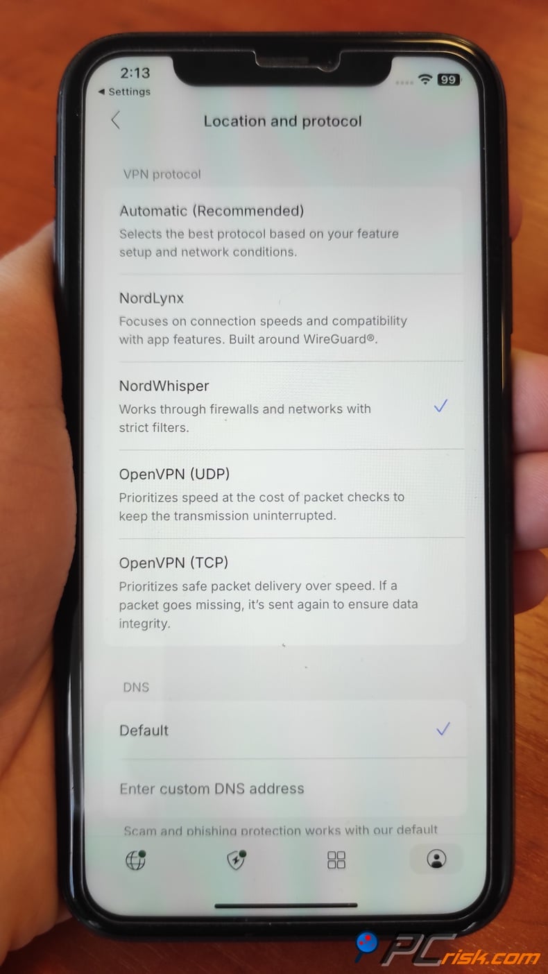 iOS NordWhisper protocol