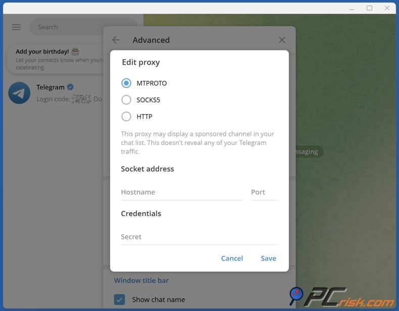 Telegram windows app MTProto protocol setup