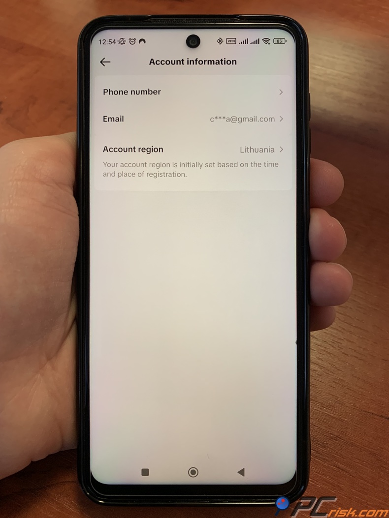 TikTok account information
