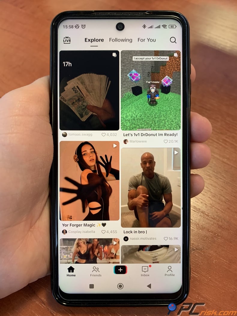 TikTok Explore window