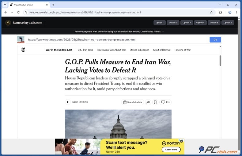Use a paywall removal extension to bypass paywalls