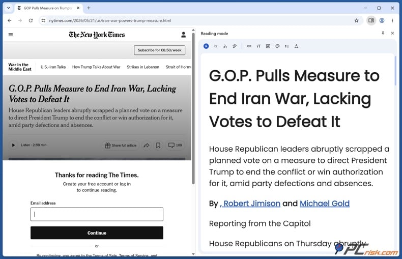 Use reader mode to bypass paywalls