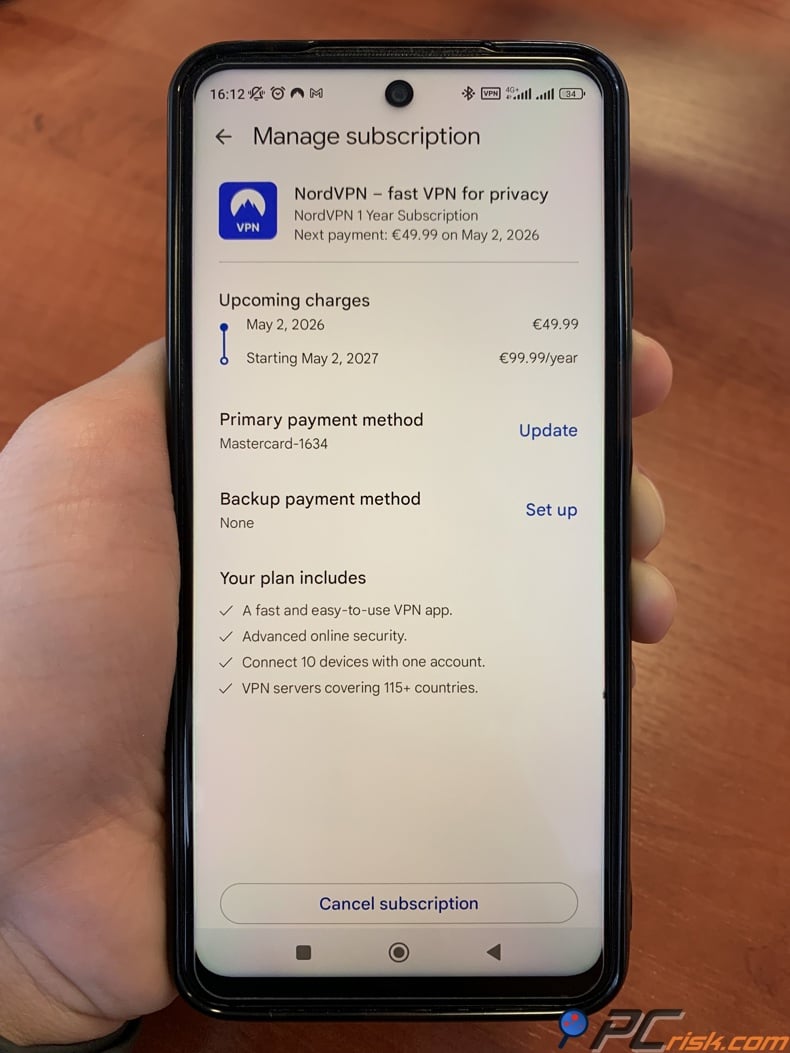 Tap Cancel subscription