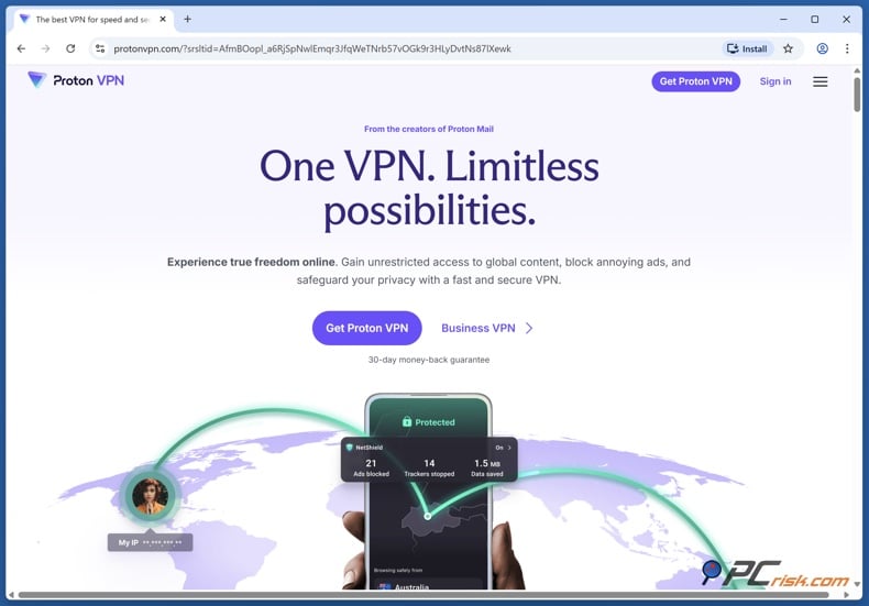 Proton VPN homepage