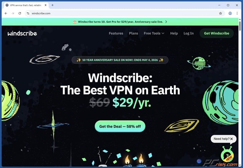 Windscribe homepage