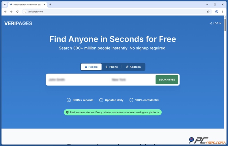 Veripages homepage