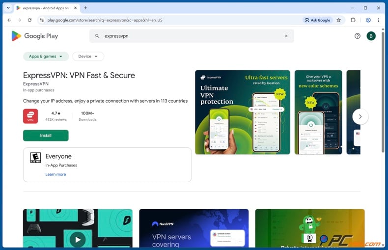 ExpressVPN on the Google Play Store