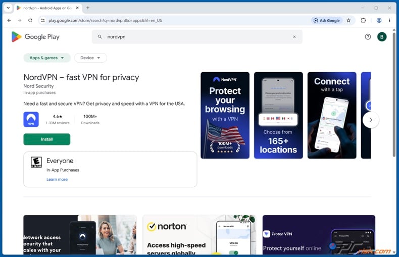 NordVPN on the Google Play Store