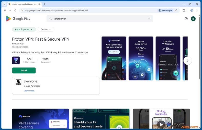 Proton VPN on the Google Play Store