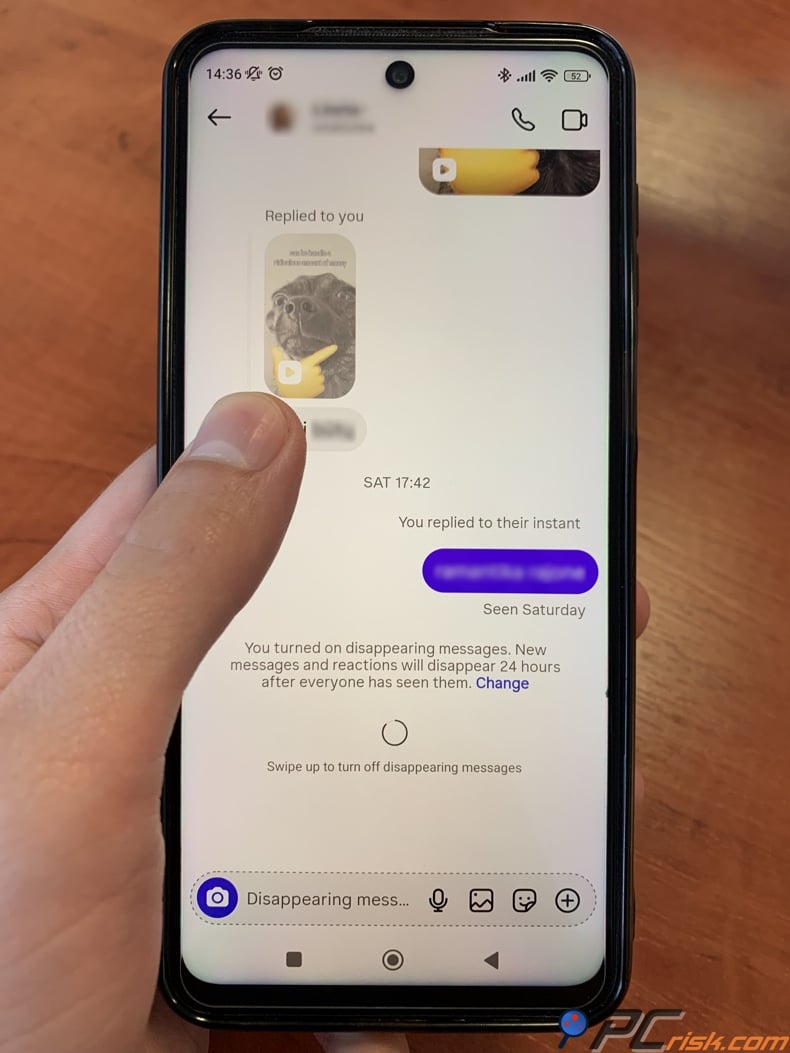 Disable Instagram disappearing messages
