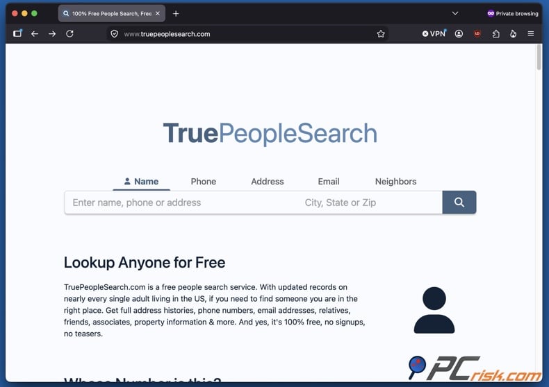 TruePeopleSearch opt-out navigation 1